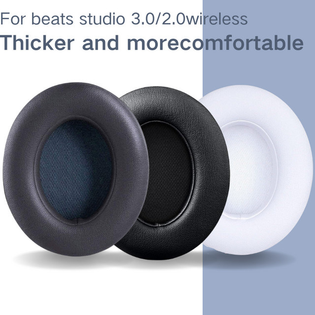 Beats Ersatz-Ohrpolster für Studio 2 und Studio 3 Wireless Kopfhörer aus weichem Protein-Leder in Schwarz - Bild 1