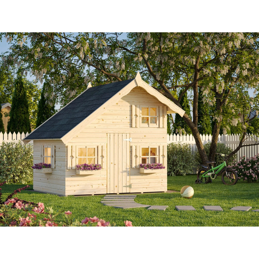 Palmako Spielhaus aus Fichtenholz in Natur und Braun, B/H/T: 258 x 228 x 224 cm - Bild 2