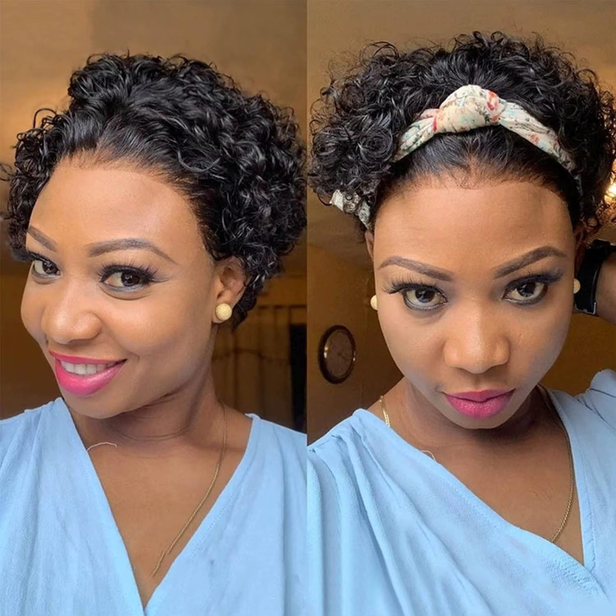 Lolely Dream Lockige Bob Pixie Cut Echthaar-Perücke, 180% Dichte - Bild 3