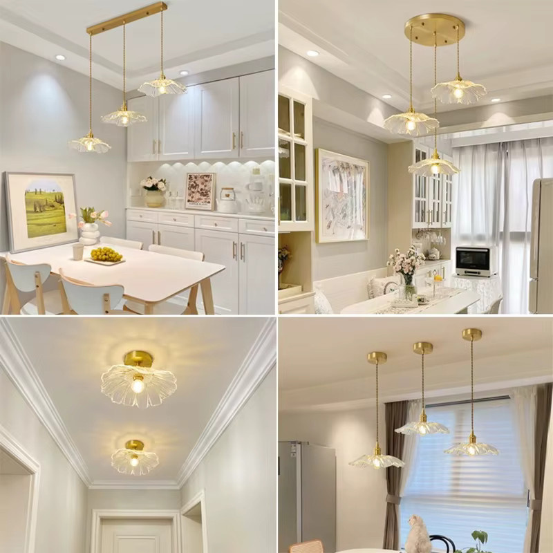 Ramalho Pendelleuchte im Industrial Design aus Glas in Transparent und Gold/Messing für Küche, Esszimmer und Flur - Bild 2