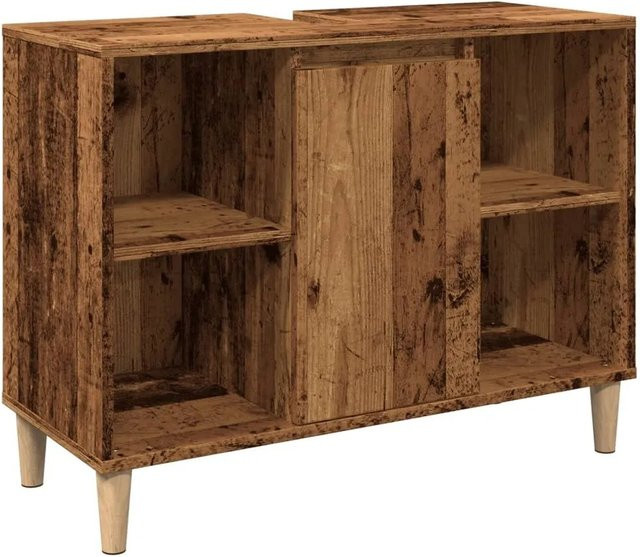 vidaXL Badschrank in Altholz-Optik aus Holzwerkstoff, Braun, B/T/H: 80 x 33 x 60 cm - Bild 1