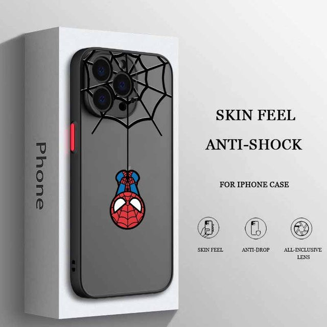 Spider-Man Handyhülle für iPhone 17 Air 16 15 14 13 12 11 Pro Max Plus mini Matt Durchscheinend Weich von CozyHomeDecor in Schwarz und Transparent - Bild 1