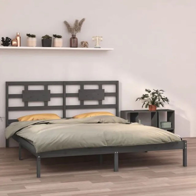 Massivholzbett aus Kiefer in Grau von Vidaxl, B/T: 200 x 200 cm - Bild 1