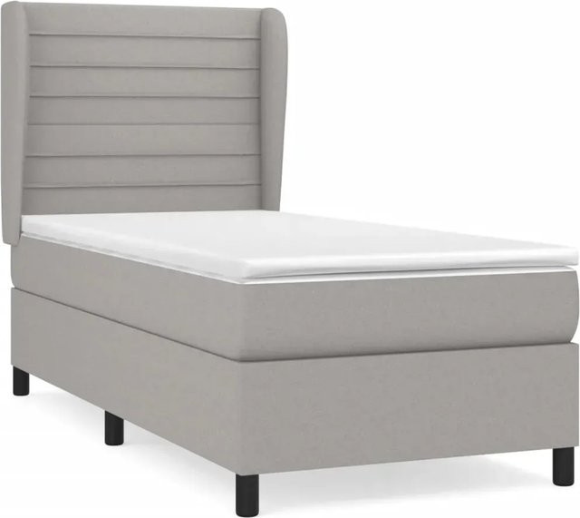 vidaXL Boxspringbett Hybrid mit Matratze und Kopfteil, Hellgrau, B/T/H: 100 x 200 x 118 cm - Bild 1