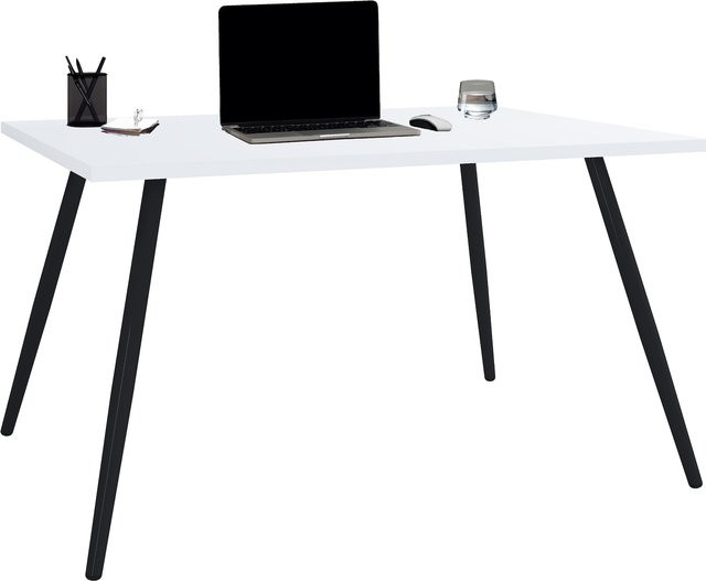 VCM Schreibtisch Salia Computertisch im skandinavischen Retro Look, Schwarz, B: 160 cm, T: 80 cm, H: 70 cm - Bild 1