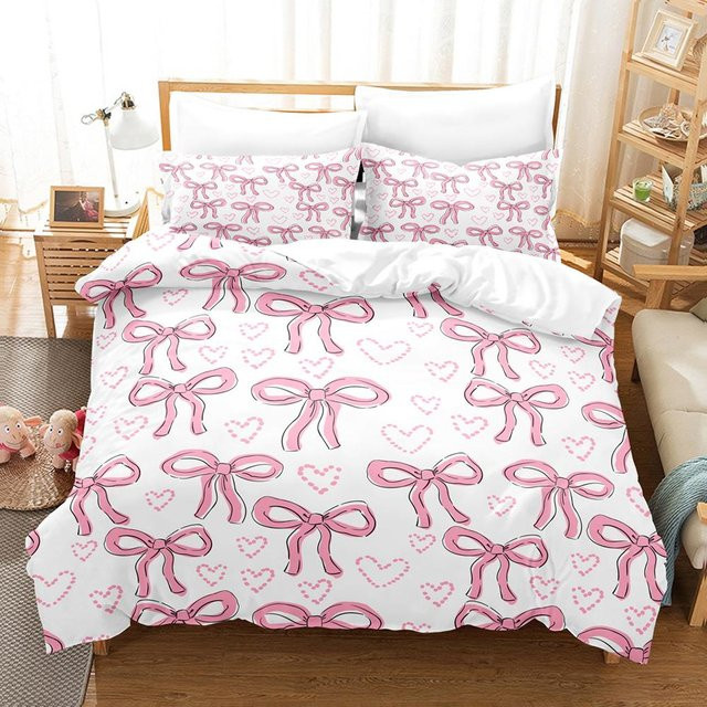 Binchi Fitness Bettwäscheset mit Schleifen-Design, weiß, Microfaser, B/H: 228 x 228 cm - Bild 1