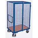 VARIOfit Paketwagen aus Stahl mit MDF-Platte in Blau und Buche-Dekor, 1 Etage, abschließbar mit Dach und Doppelflügeltür, B/T: 1045 x 685 mm - Bild 2