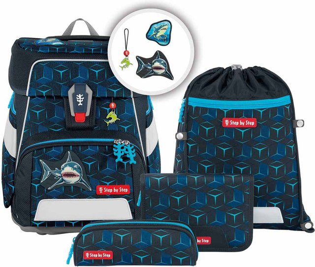 Step by Step Schulranzen-Set SPACE SHINE Shark Dexter, 5-teilig, Blau/Mehrfarbig - Bild 1