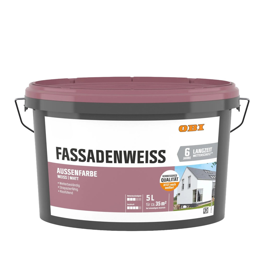 OBI Fassadenweiss Außenfarbe Weiß Matt 5 l - Bild 2