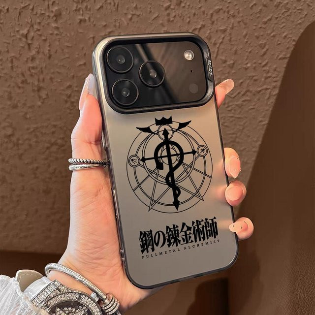 F-Fullmetal Alchemist Handyhülle für iPhone 11 bis 17 Pro Max in Schwarz mit Matt Laser Aurora Design - Bild 1