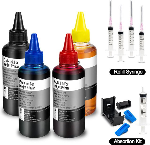 Royek Universelles Tinten-Nachfüllset für Tintenstrahldrucker, Multicolor, kompatibel mit Epson, Canon, HP, Brother, Lexmark und DELL, Ecotank- und CISS-Systeme, Patrone 305 - Bild 1