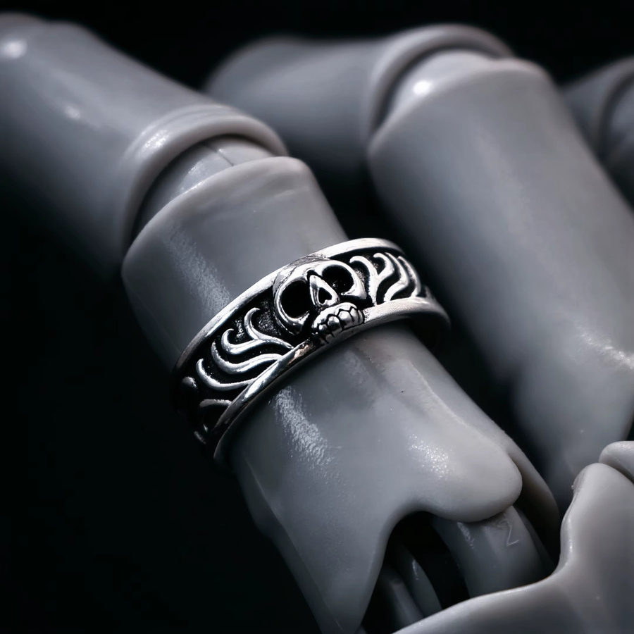 LENNIK Ring, versilberter Messing, Skull, Herren, Unisex - Bild 2