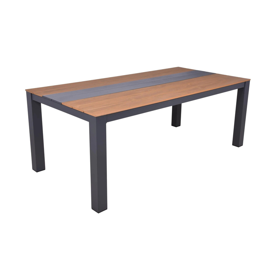DELUKE Gartentisch KATJA Outdoor Terrassentisch aus Kunststoff und Aluminium in Braun, B/T/H: 200 x 100 x 75 cm - Bild 2