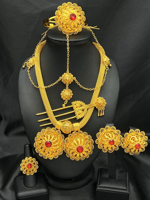 ANIID Schmuck-Set, Messing, Goldfarbe, Kristall, Damen - Bild 1
