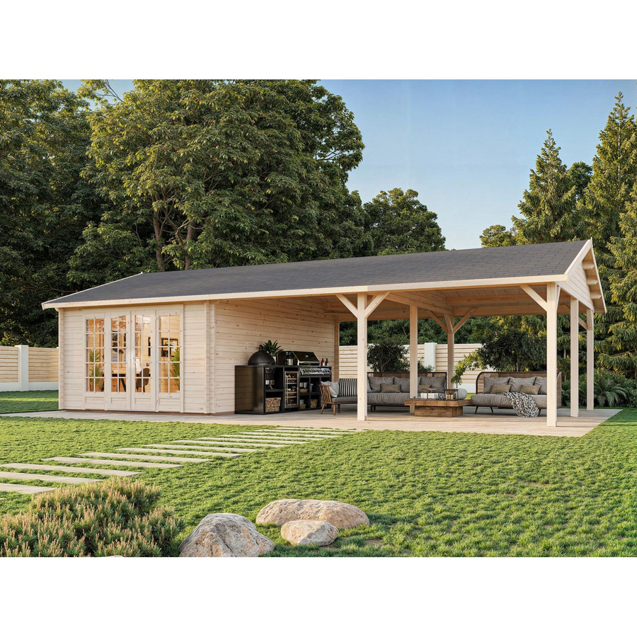 Palmako Gartenhaus Irene aus Fichtenholz in Grau mit Satteldach, B/T/H: 1006 x 619 x 316 cm - Bild 2