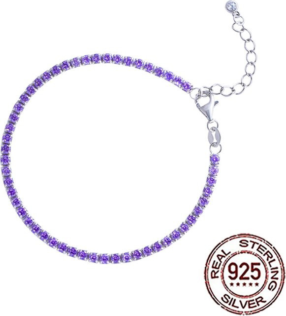 CWWZircons Tennis-Armband, 925 Silber, lila Zirkonia, Damen - Bild 1
