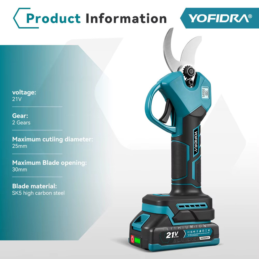 Yofidra Akku Astschere mit 30mm Schneidkapazität und bürstenlosem Motor in Blau - Bild 6
