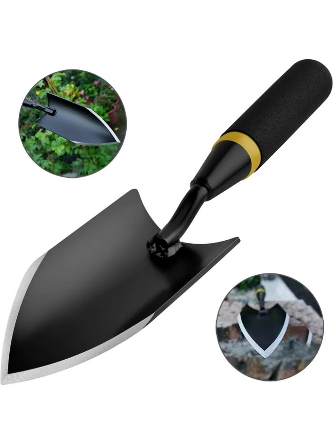 Robuste Gartenschaufel aus Manganstahl mit ergonomischem Gummigriff in Schwarz - Bild 6