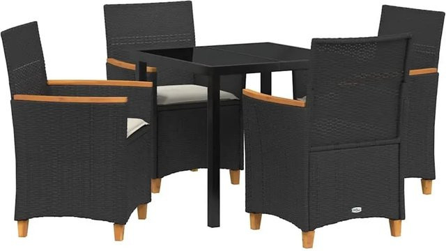 vidaXL Garten Essgruppe 5-teilig aus Poly-Rattan und Glas in Schwarz - Bild 1