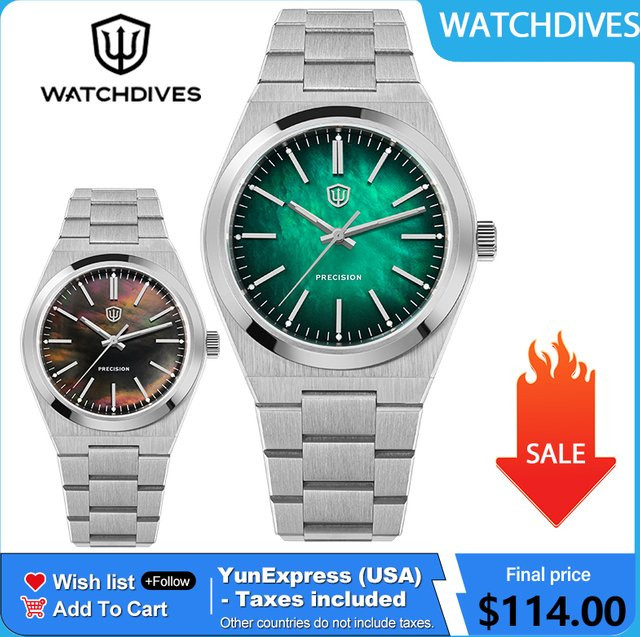 Watchdives Armbanduhr, Quarz, Edelstahl, 37 mm, Herren, Grün - Bild 1