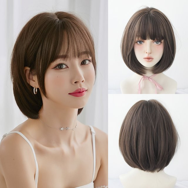 7JHH WIGS Perücke, braun, Bob-Stil mit Pony, Damen - Bild 1
