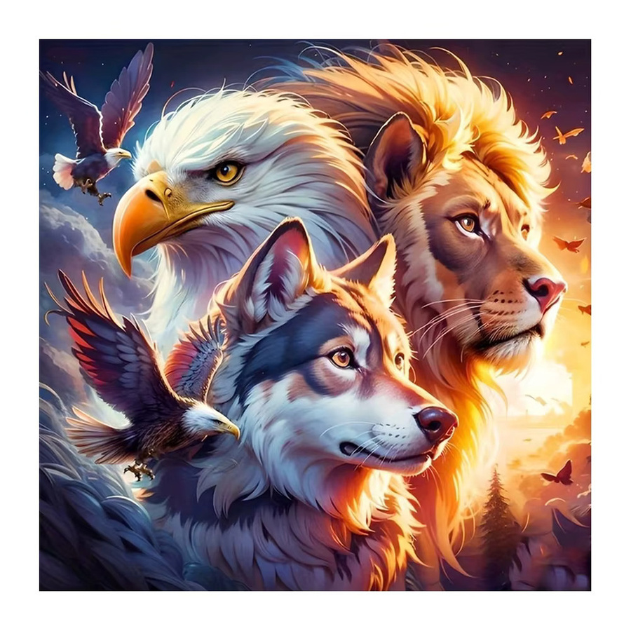EverShine 5D-Diamantgemälde Tier-Mosaik Set in Multicolour, DIY Strass-Bild mit Wolf, Löwe oder Weißkopfseeadler, B/H: 20 x 20 cm - Bild 4