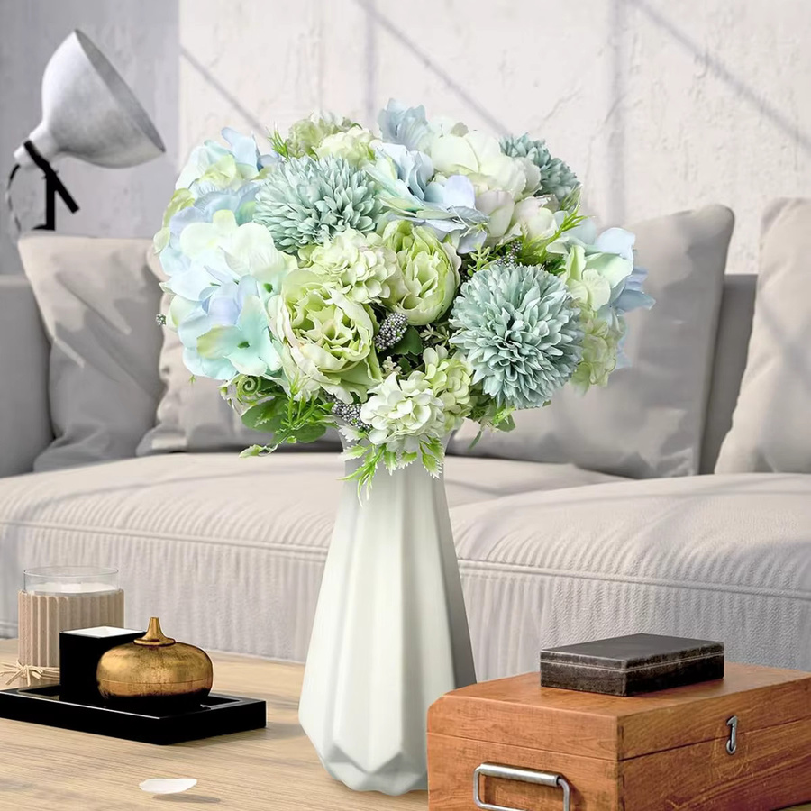 TTCY Künstliche Seiden-Blumen Pfingstrosen und Hortensien in Multicolour für Hochzeiten und Dekorationen - Bild 1