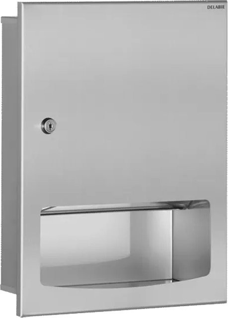 Delabie Unterputz-Papierhandtuchspender aus Edelstahl 1.4301 in Silber, B/H: 43,5 x 43,5 cm - Bild 1