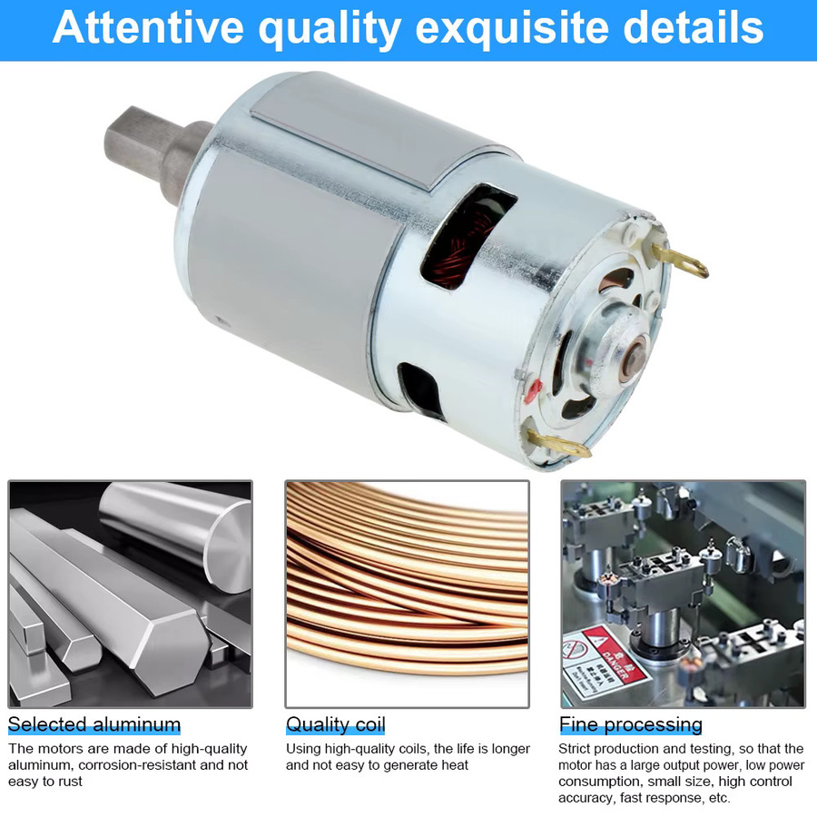 ChgImposs Elektrischer Gebläsemotor 775 Gleichstrommotor, 18–21 V, 15.000 U/min, Silber - Bild 2