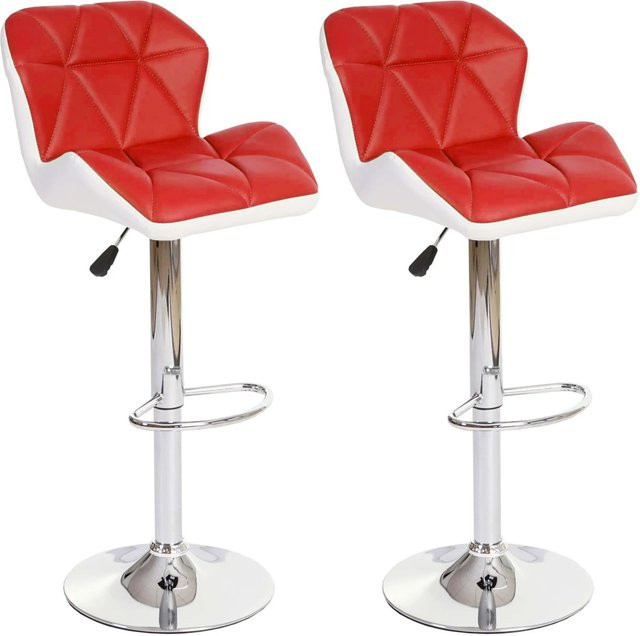 PROREGAL 2er-Set Barhocker mit Lehne aus Kunstleder in Rot, höhenverstellbar mit 360 Grad Drehsitz, Sitzhöhe: 62-83 cm - Bild 1