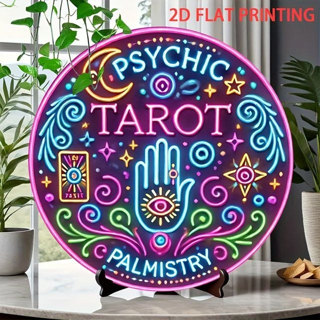 Potdemiel Psychic Tarot & Palmistry Guide Metall-Wanddekoration im Vintage-Stil, multicolor Eisen-Blechschild - Bild 1