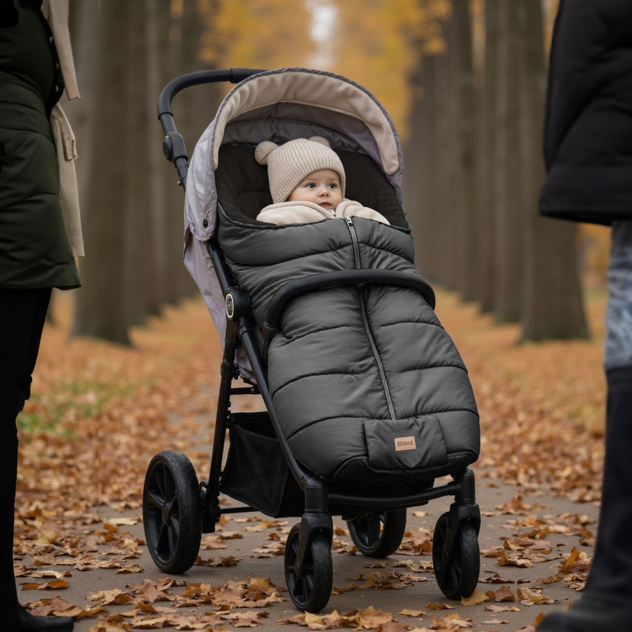 Fillikid Fleece-Fußsack Eco Big für Buggy, Sport- und Kinderwagen, Dunkelgrau - Bild 5
