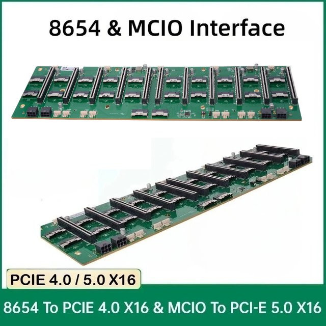 SPEEDIER GPU Grafikkarte Erweiterung für Server Motherboards 8654 zu PCI-E 4.0 X16 & MCIO zu PCIe 5.0 X16 Basis 8/10 Multi-Card 11-Slot in Grün - Bild 1