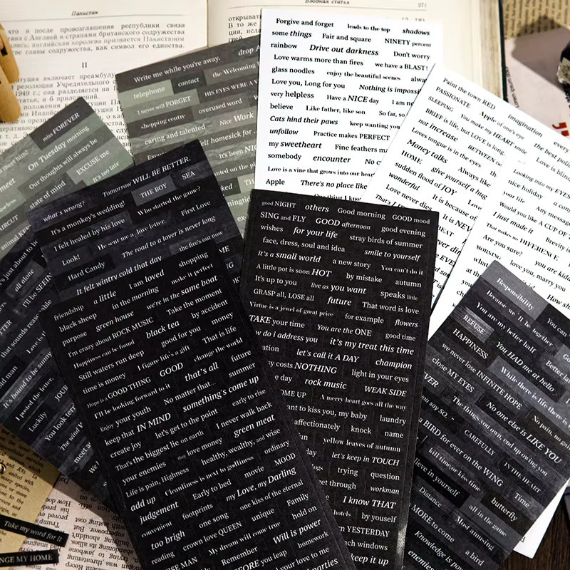 3 Blatt selbstklebende Vintage-Aufkleber mit englischem Retro-Text und Zitat-Designs in Multicolour für dein Tagebuch-DIY - Bild 3
