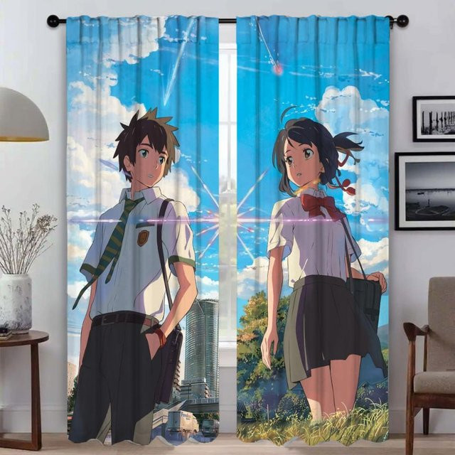 Ihr Name Elegante Tüll-Raumvorhänge für Wohnzimmer und Schlafzimmer, 2 Stück, Blau, Breite: 50 cm, Höhe: 70 cm - Bild 1