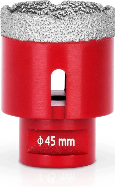 PROREGAL Diamant Bohrkronenaufsatz Premium Crystal in Rot für Fliesen, Glas, Feinsteinzeug, Keramik und Granit mit M14 Anschluss für Winkelschleifer, Durchmesser: 45 mm - Bild 1