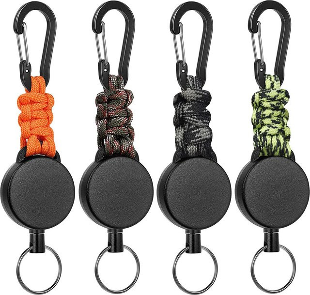 Schlüsselanhänger Stahl, ausziehbar, mit Karabiner, Unisex - Bild 1