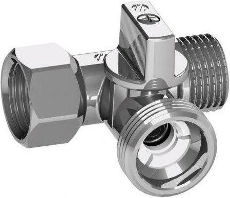 Arco Drehschieber-Kugelhahn für Waschmaschine und Geschirrspüler, Messing, Chrom, 1/2'' x 3/4'' x 1/2'' - Bild 1
