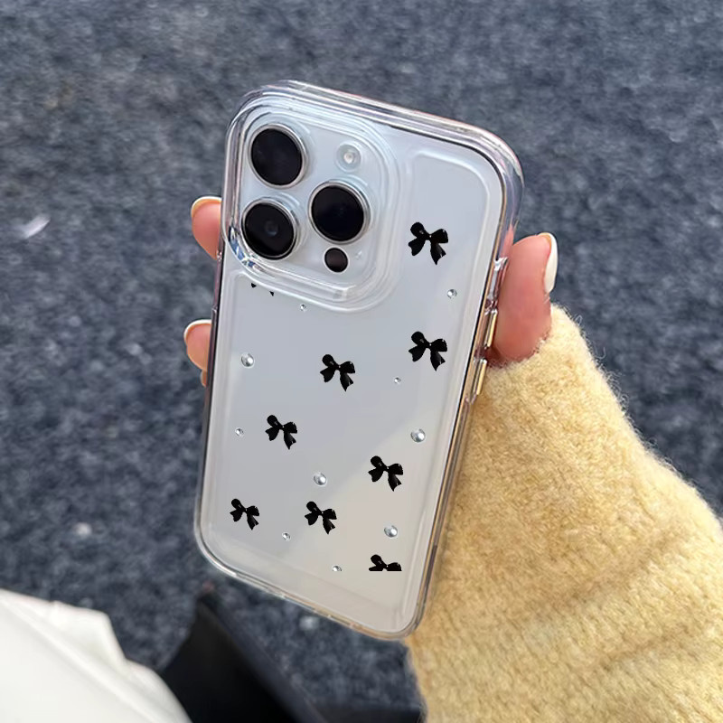 DecoPhone Handyhülle Perlenschleife für iPhone 11 bis 17 Pro Max Plus Serie aus weichem TPU in Transparent - Bild 4