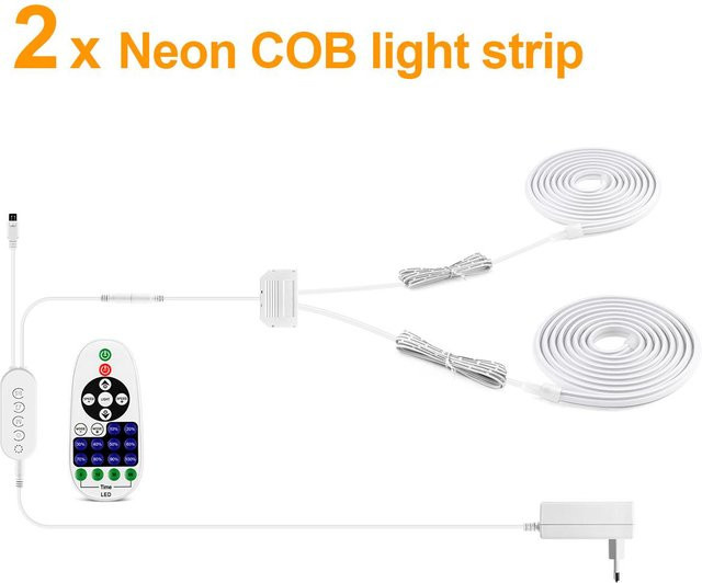 MALITAI Dimmbarer COB LED Neonstreifen in Weiß mit Bluetooth App und RF Fernbedienung für TV-Hintergrundwand, Holzlamellenwand und Schrankdekoration, 1m - Bild 1