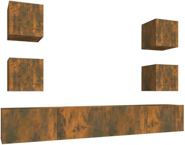 vidaXL 6-teiliges TV-Schrank-Set aus Holzwerkstoff in Räuchereiche Braun für dein Wohnzimmer - Bild 1