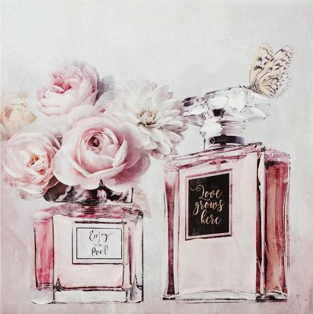 Art Universe Leinwandbild Blumiges Parfüm in Weiß und Pink, B/H: 40 x 40 cm - Bild 1
