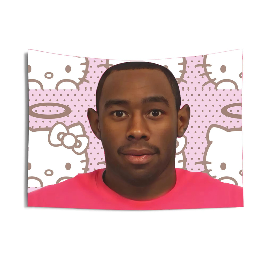 Sanrio Hello Kitty Tyler the Creator Wandteppich in Rosa, Rechteckige Wanddekoration mit Portrait-Motiv - Bild 2