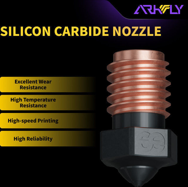Arkfly Phaetus Siliziumkarbid Düse für V6, MK8 und Volcano Hotends mit 550 °C Temperaturbeständigkeit für alle Filamente - Bild 1