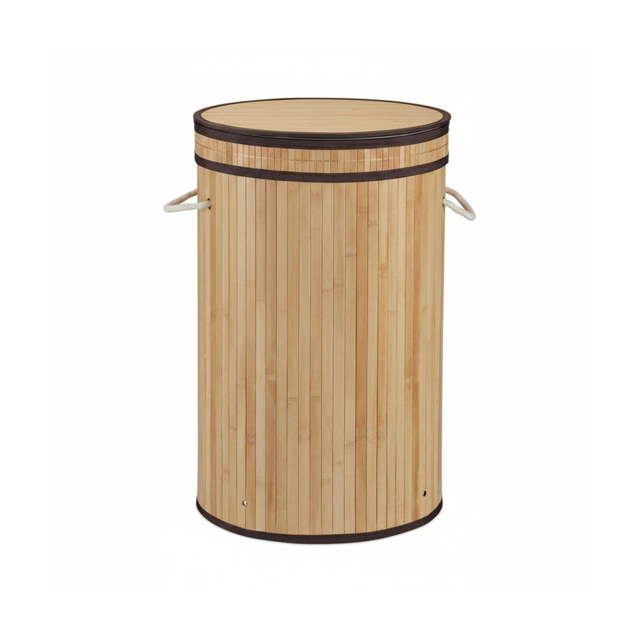 Relaxdays Wäschekorb aus Bambus mit Klappdeckel, faltbar, Braun/Beige, B: 63 cm, T: 40 cm - Bild 2