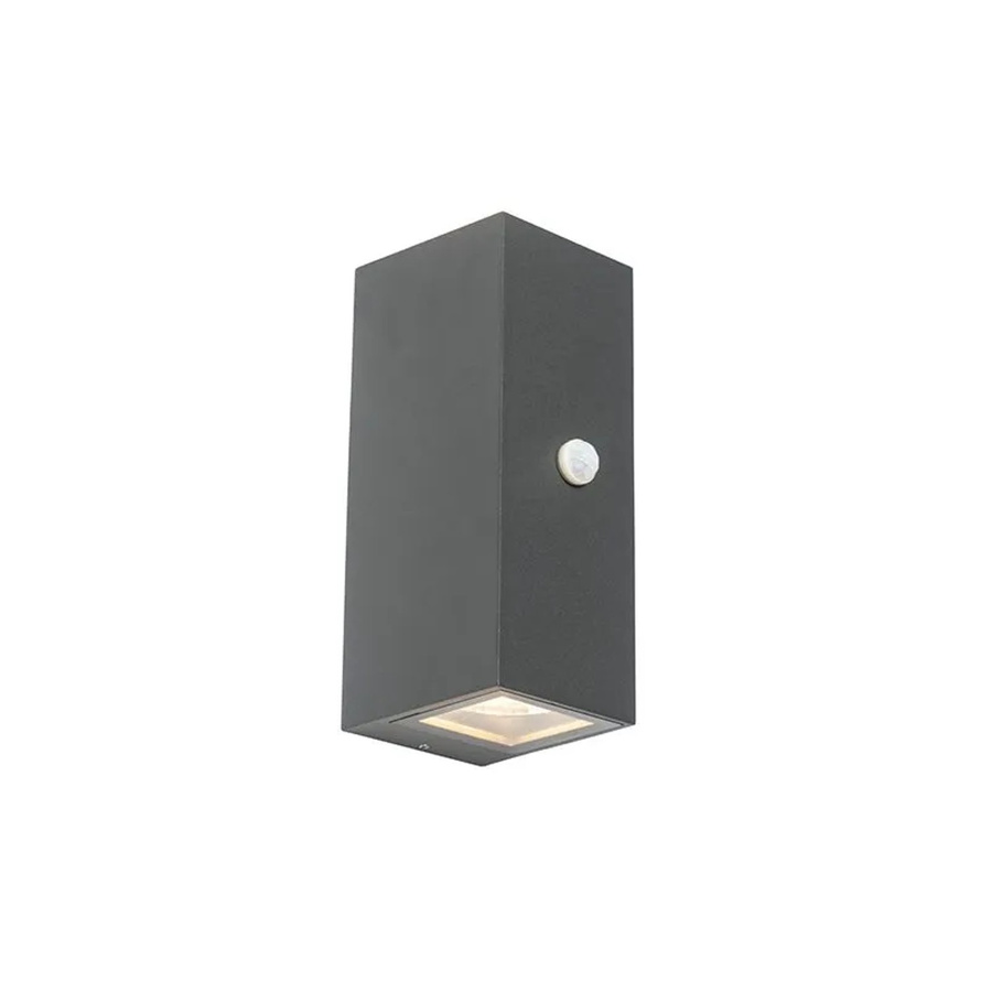 QAZQA Baleno II Moderne Außenwandleuchte in Anthrazit mit Bewegungsmelder und Up-Down-Lichteffekt, IP44, Aluminium und Glas - Bild 2
