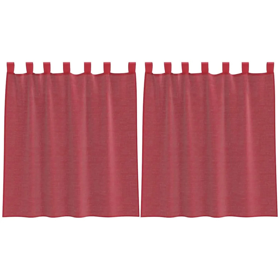 vidaXL Voile Vorhänge mit Schlaufen, 2 Stück, Weinrot, Breite: 140 cm, Höhe: 140 cm - Bild 2