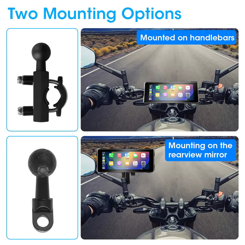 Jansite Tragbares Motorrad-Display mit 8,1 Zoll Bildschirm, Bluetooth, Carplay, Android Auto Navigation und TPMS, IP67 wasserdicht, Schwarz - Bild 7
