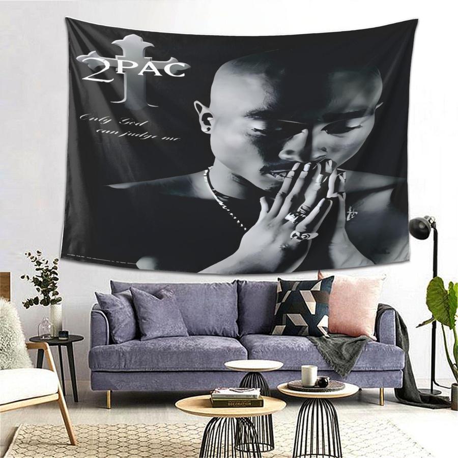 Wandteppich 2Pac Tupac Shakur von JMG Household Supplies, Farbe: Schwarz, Material: Polyester, Breite: 40 cm, Höhe: 60 cm - Bild 3