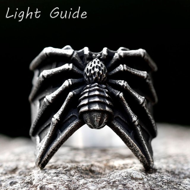 Ring Edelstahl, Vintage, Spinne, Herren, Silber - Bild 1